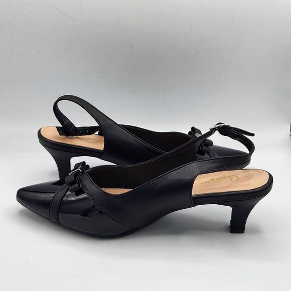 Peerage Sammy 2 Women's Wide Width 8.5 Slingback Low Heel Leather Dress Shoes - Picture 4 of 9